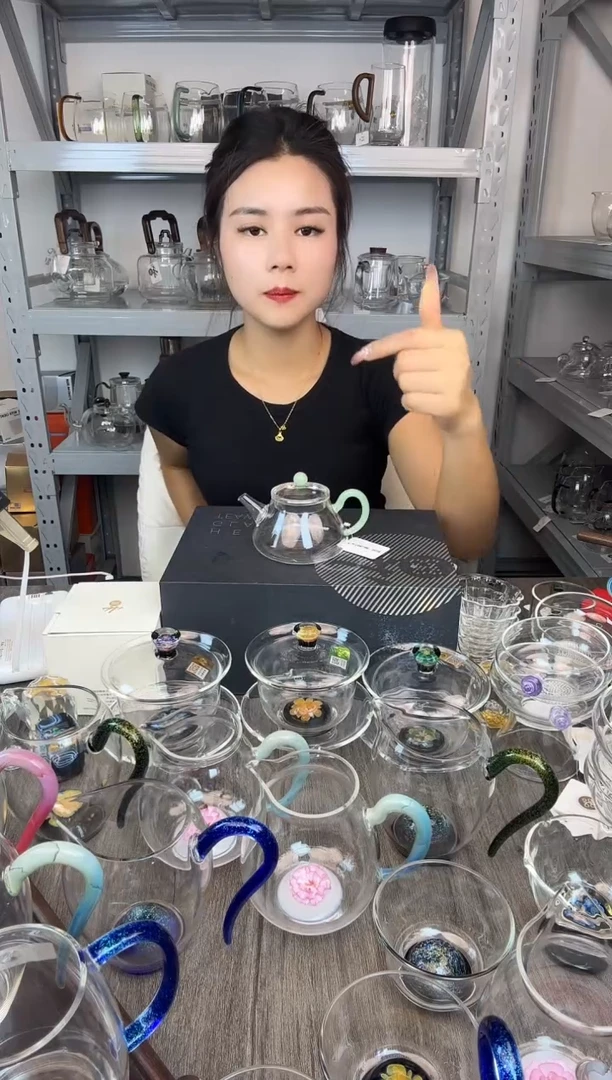 手工艺品玻璃风谜 小幸壶浅玉色