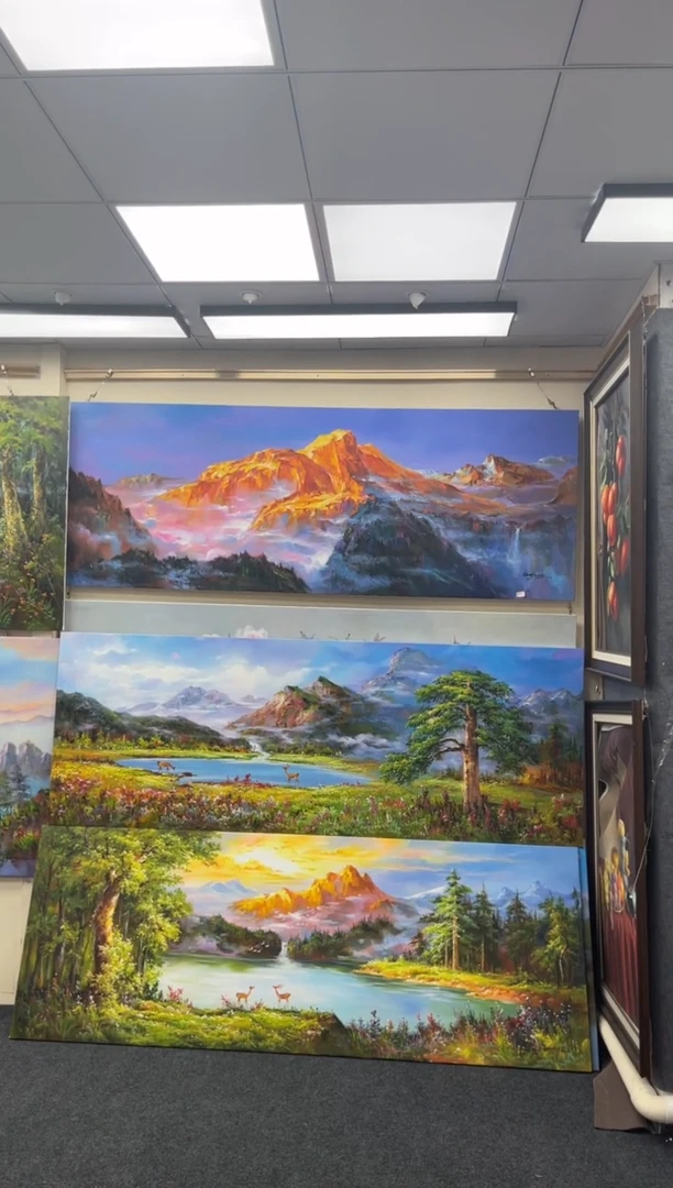 【闪购商品】油画郭雅伟日照金山带框100*240CM