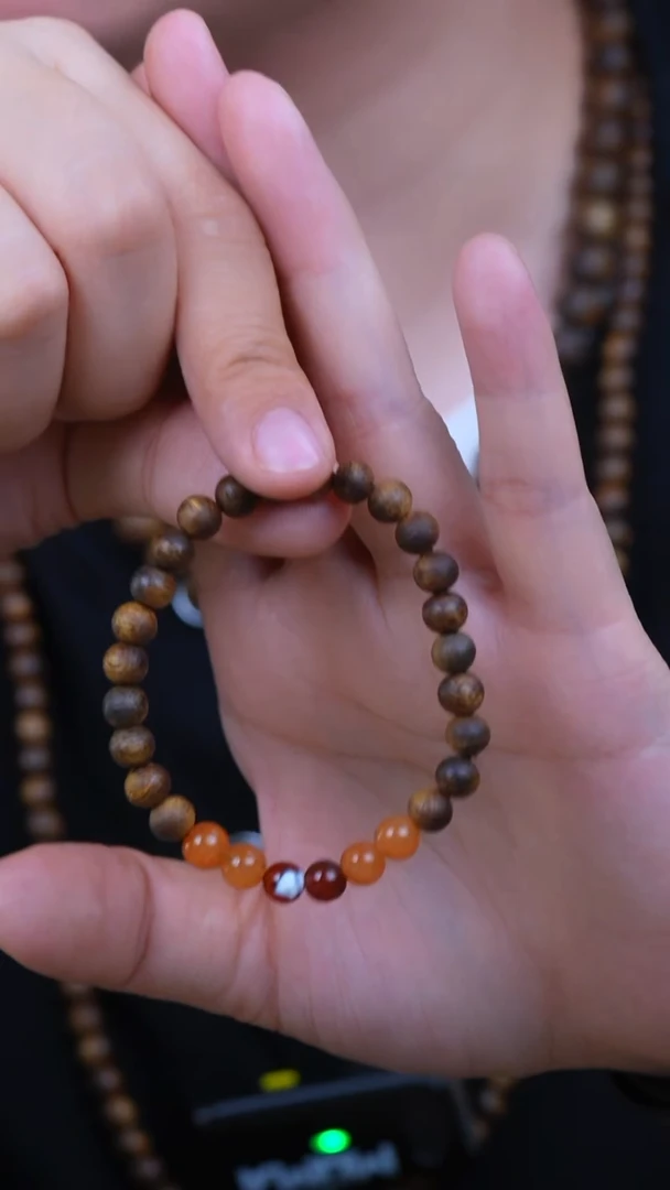沉香手串6mm海南鹦哥绿奇楠单圈设计款