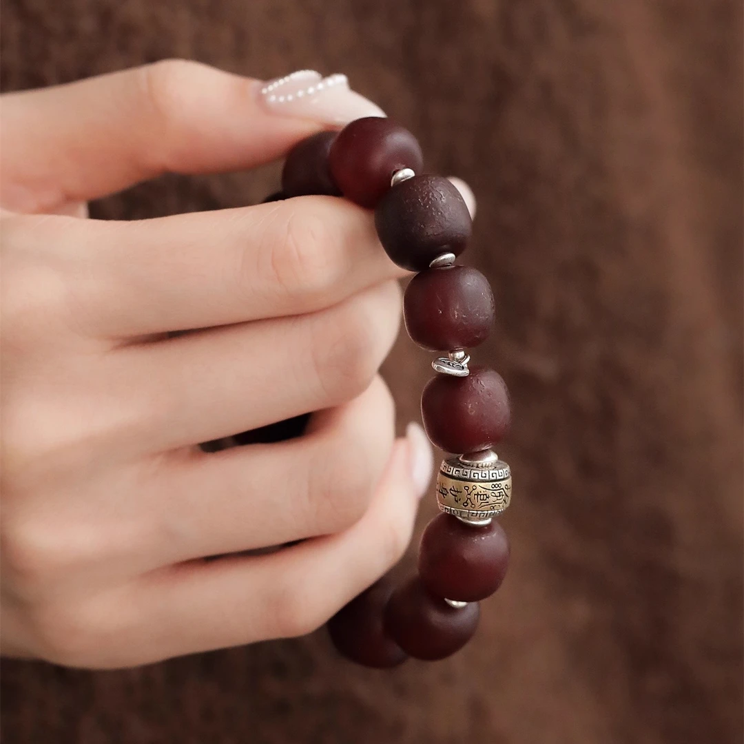 链子925银 S12136 大头姐 老型珠桶珠平安吊坠弹力手串