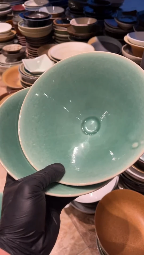 【闪购商品】瓷片976  微瑕绿釉斗笠碗（2个哦）