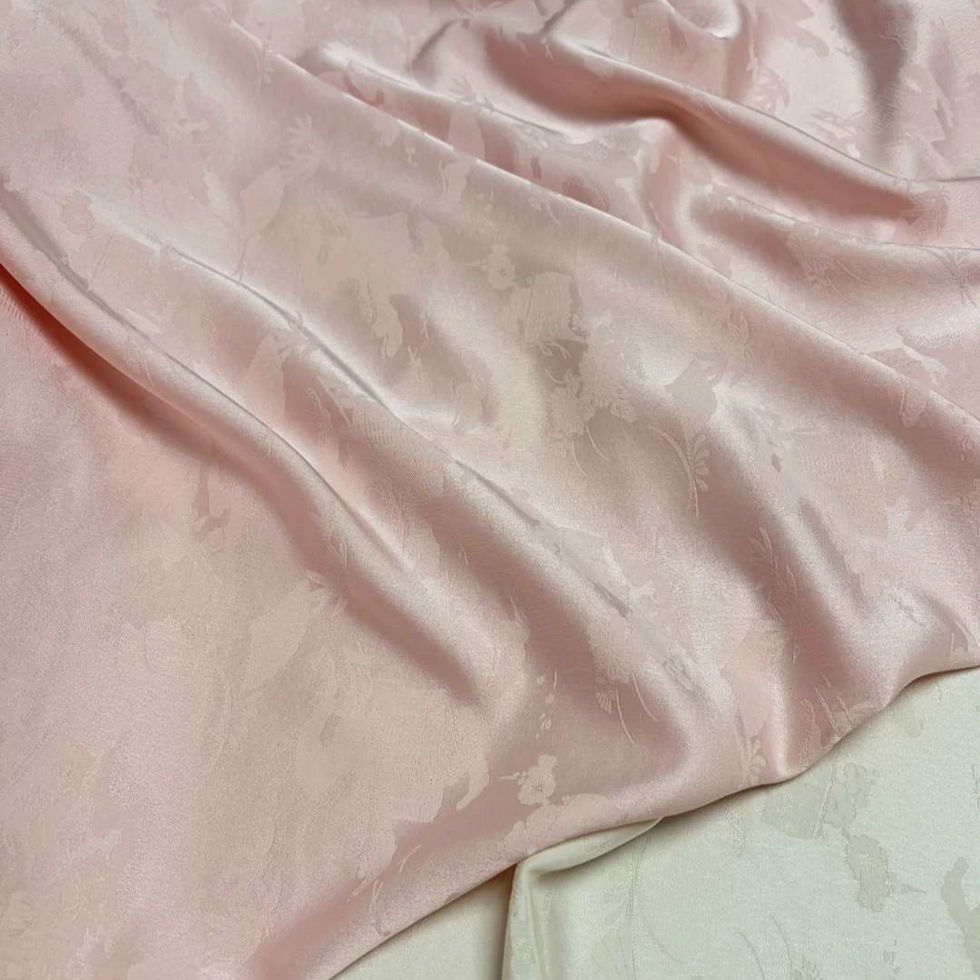 粉色折扇重缎新中式布料