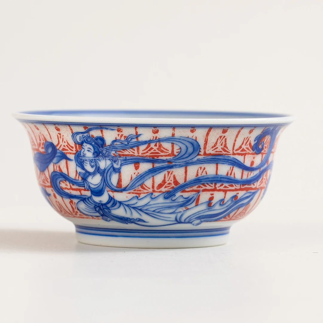 MXQY53【詺兮清窑】飞天千佛小盆式杯80cc景德镇瓷器匠心