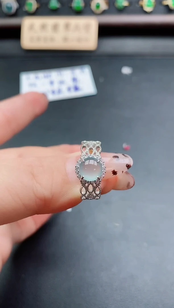 银S925镶嵌戒指翡翠1