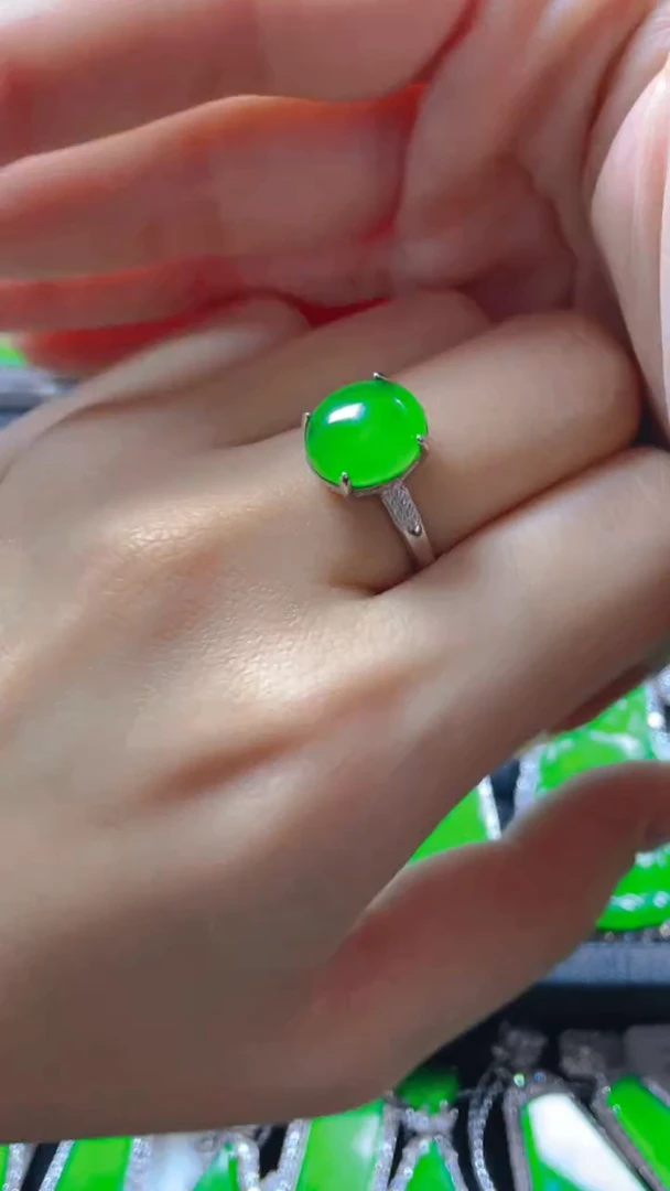 银S925镶嵌戒指翡翠11