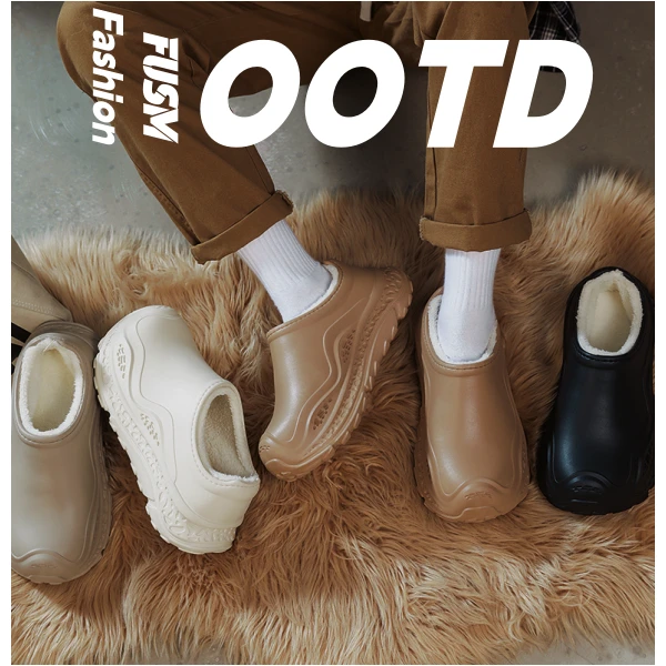 FSM*25FW包头勃肯拖鞋男冬季加绒保暖棉鞋户外厚底增高雪地靴加厚