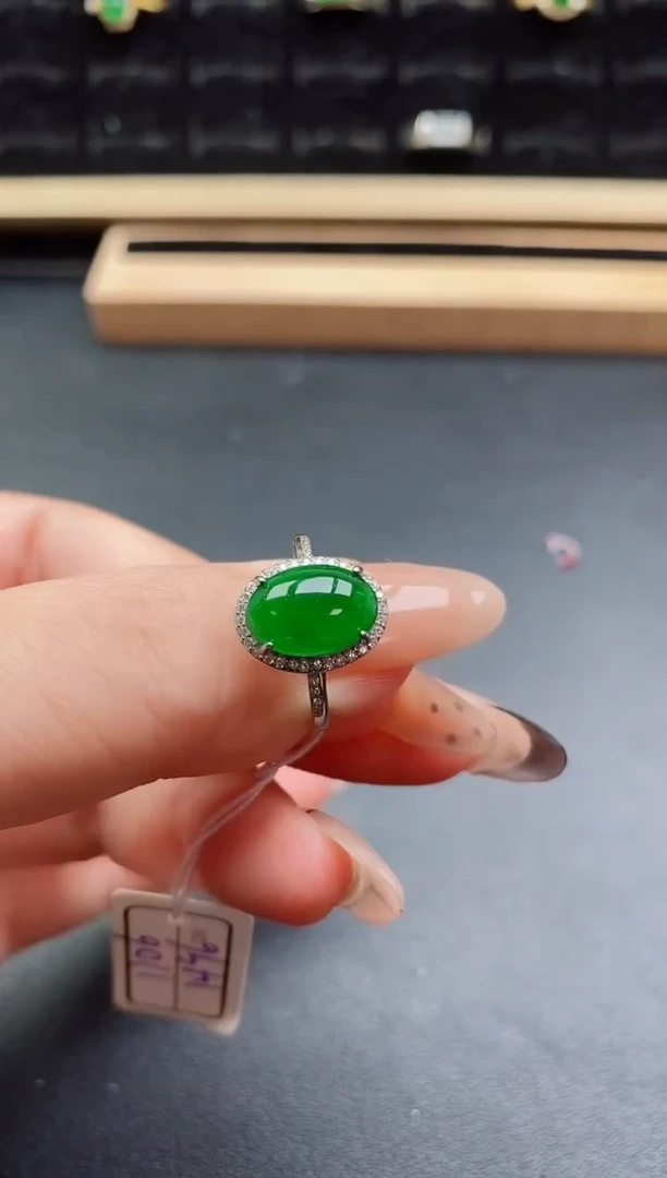 银S925镶嵌戒指翡翠1