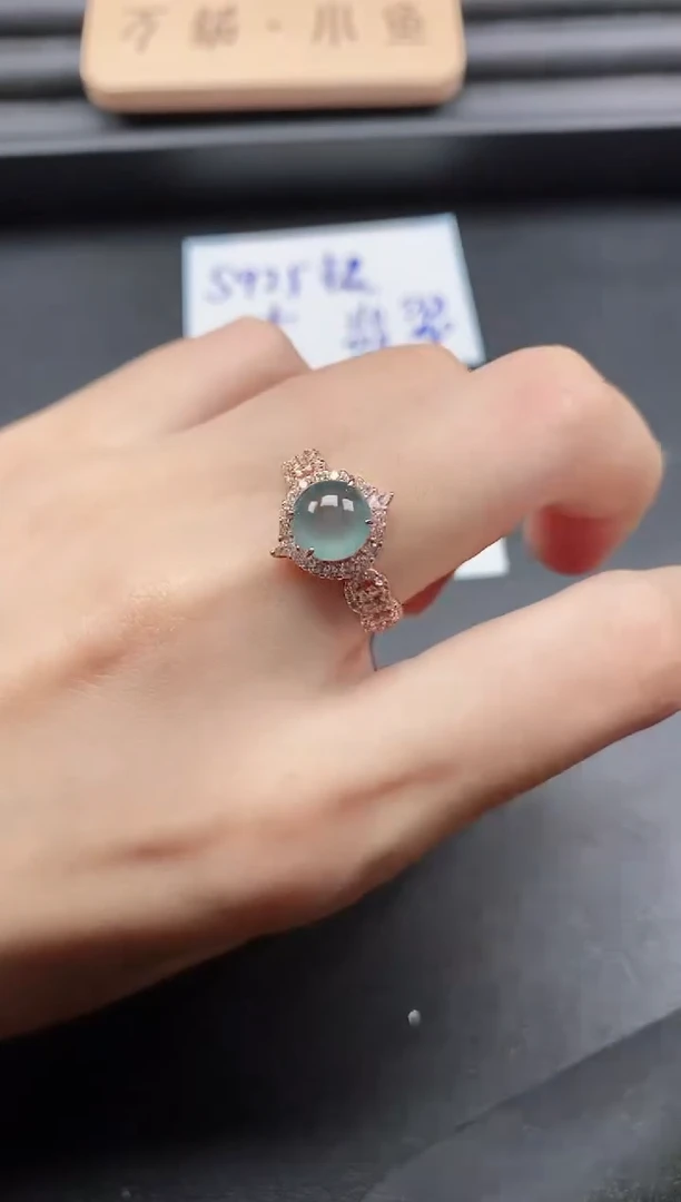 翡翠戒指银S925镶嵌1
