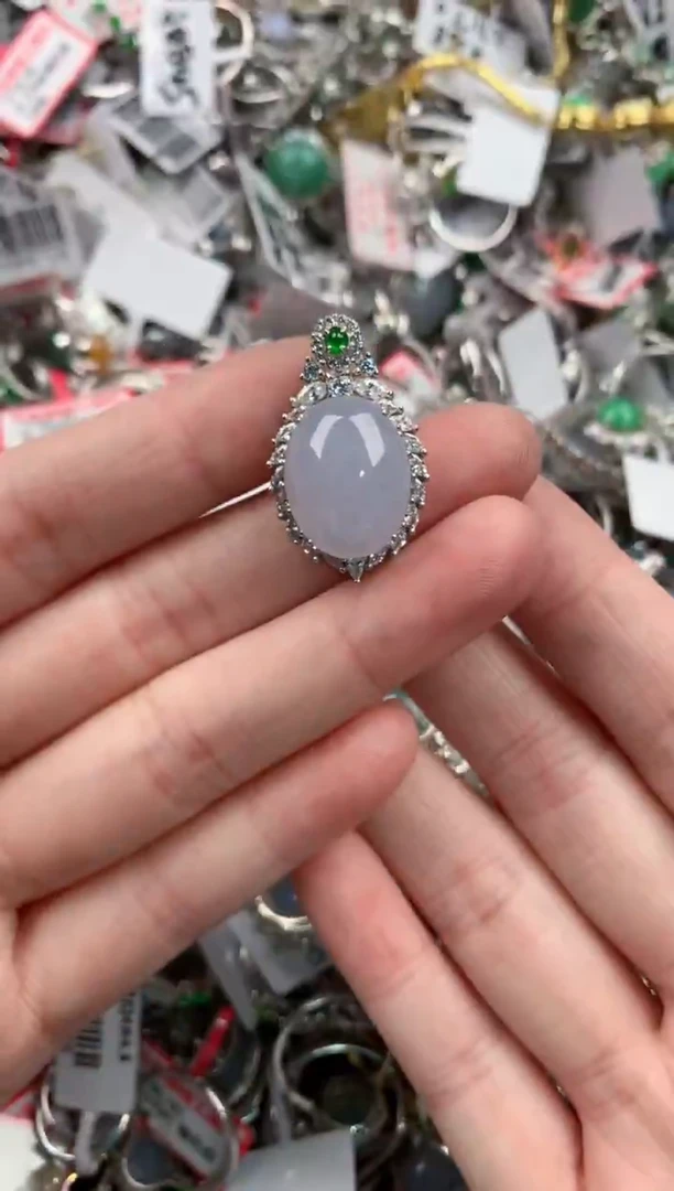 银S925镶嵌戒指翡翠444       9