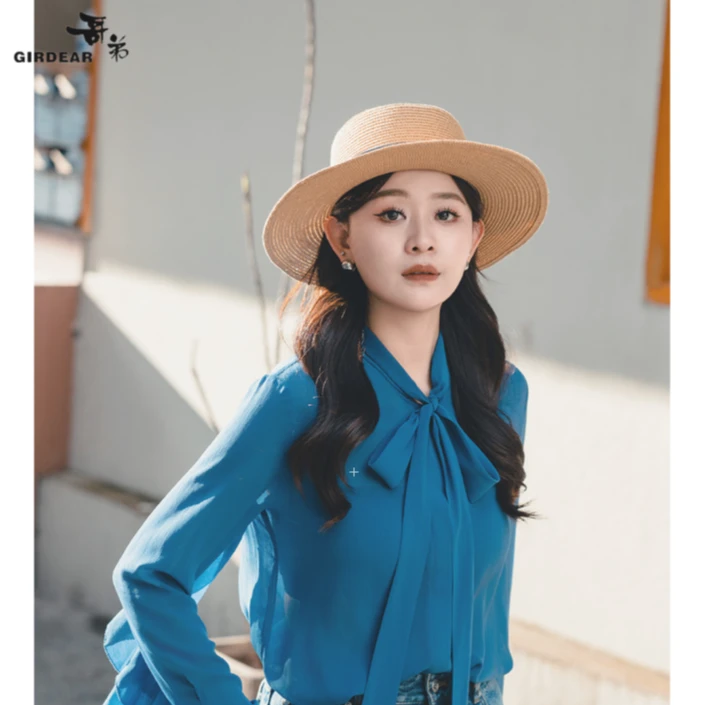 GIRDEAR/哥弟夏季法式显瘦衬衣高级感气质时尚宫廷风衬衫1300299