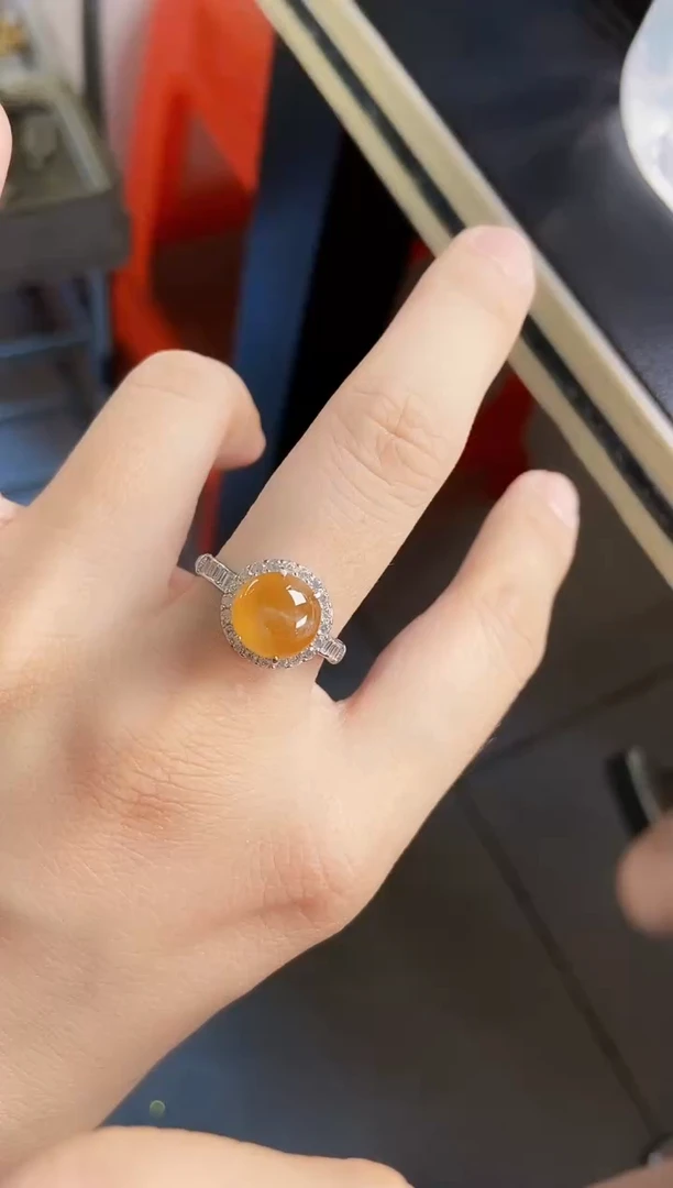 翡翠戒指银S925镶嵌128989