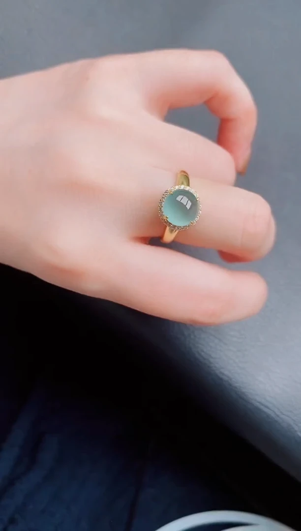 【闪购商品】翡翠戒指银S925镶嵌天然A货翡翠63
