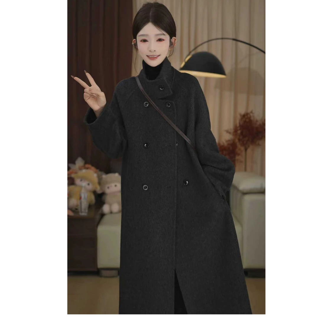 双面羊毛大衣中长款宽松气质百搭高贵韩系慵懒韩系秋冬新款