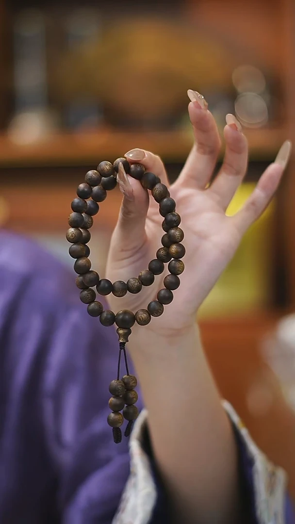 沉香手串9mm张勺子树心油圆珠双圈19g+多样性发一