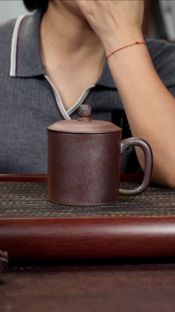 茶杯紫砂雪涓宜兴原矿紫砂柴烧盖杯