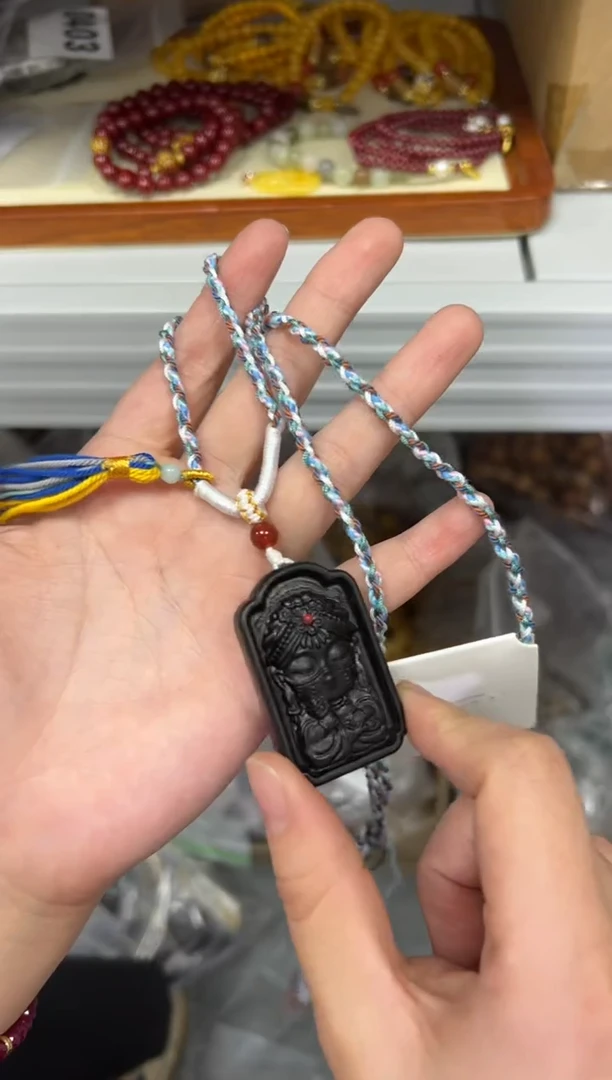 【闪购商品】檀香木吊坠黑奇扎基拉姆方牌吊坠[0754]