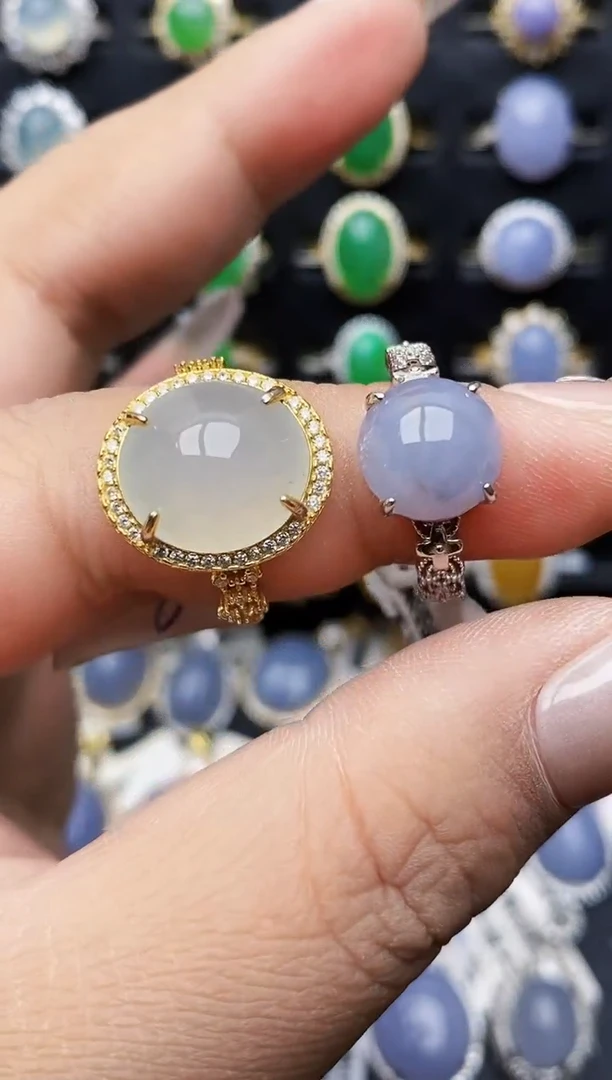 银S925镶嵌戒指翡翠0092