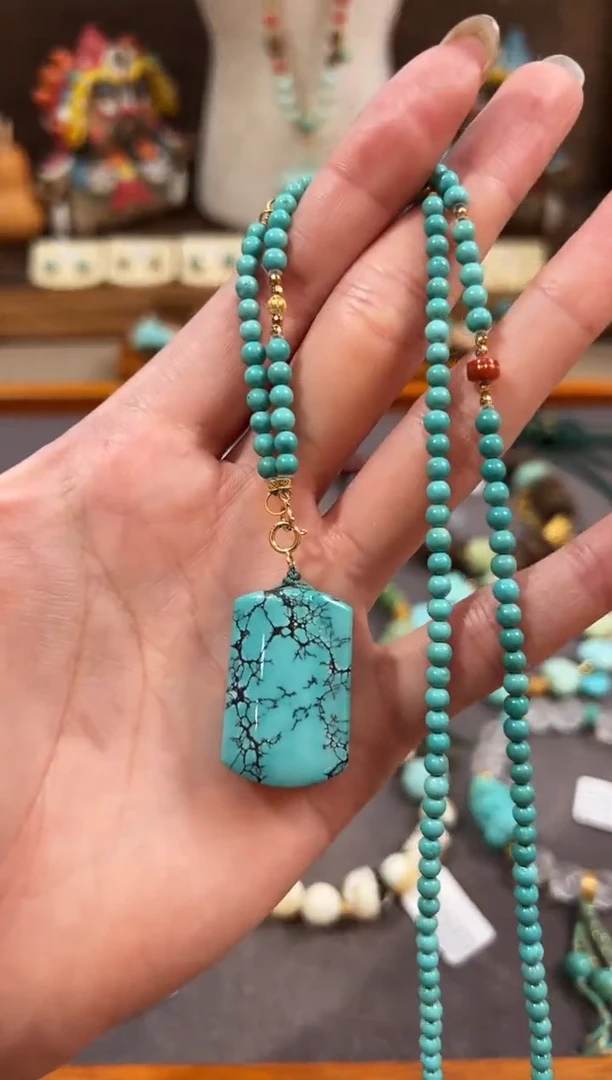 18K金镶嵌绿松石颈饰绿松石项链