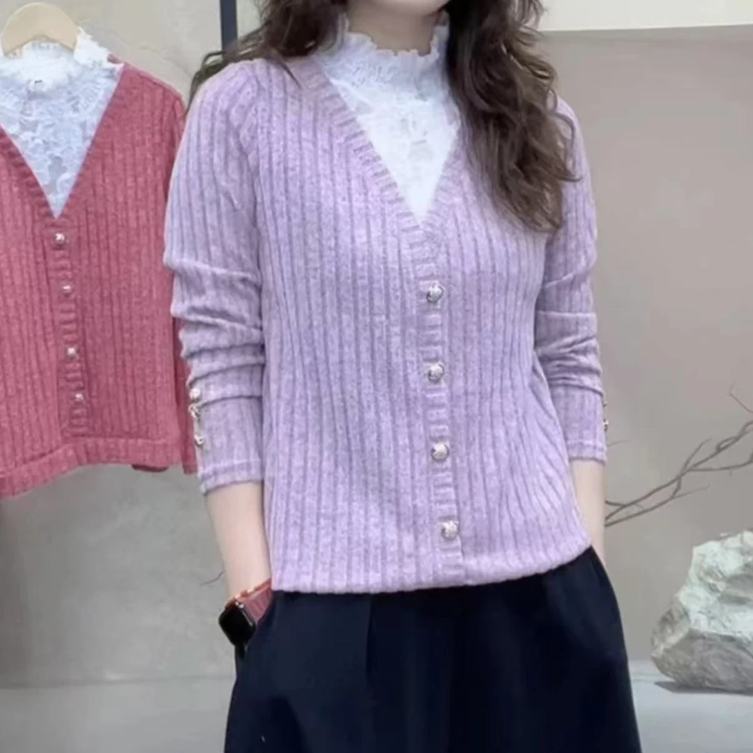 立领拼接假两件百搭显瘦春季2025新款长袖打底上衣