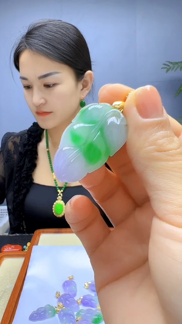 静柏甄选diy颈饰春带彩叶子吊坠