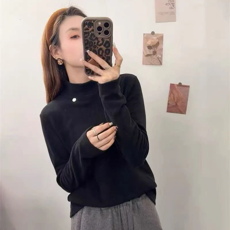 24438半高领打底衫2024冬季中领长袖内搭毛衣女上衣