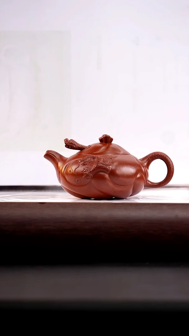 茶壶紫砂大红泥鱼化龙200cc