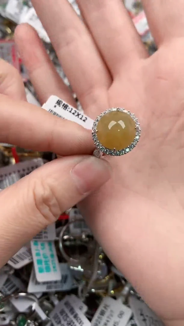 银S925镶嵌戒指翡翠12        5