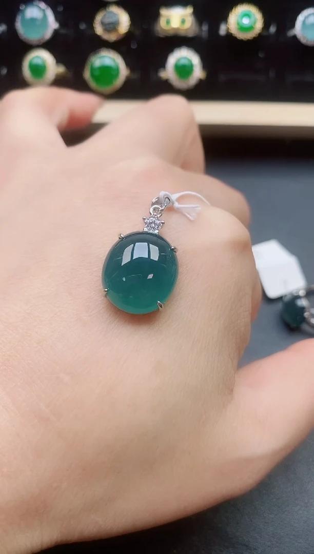 翡翠银S925镶嵌吊坠(赠链)32131