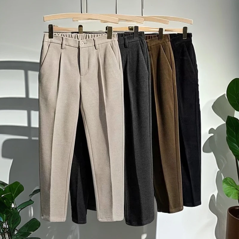 2025年秋冬毛呢西装裤子男士潮流高级感bf风直筒加厚款呢子小西裤