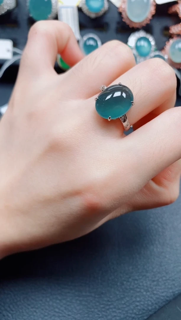 银S925镶嵌戒指翡翠翡翠