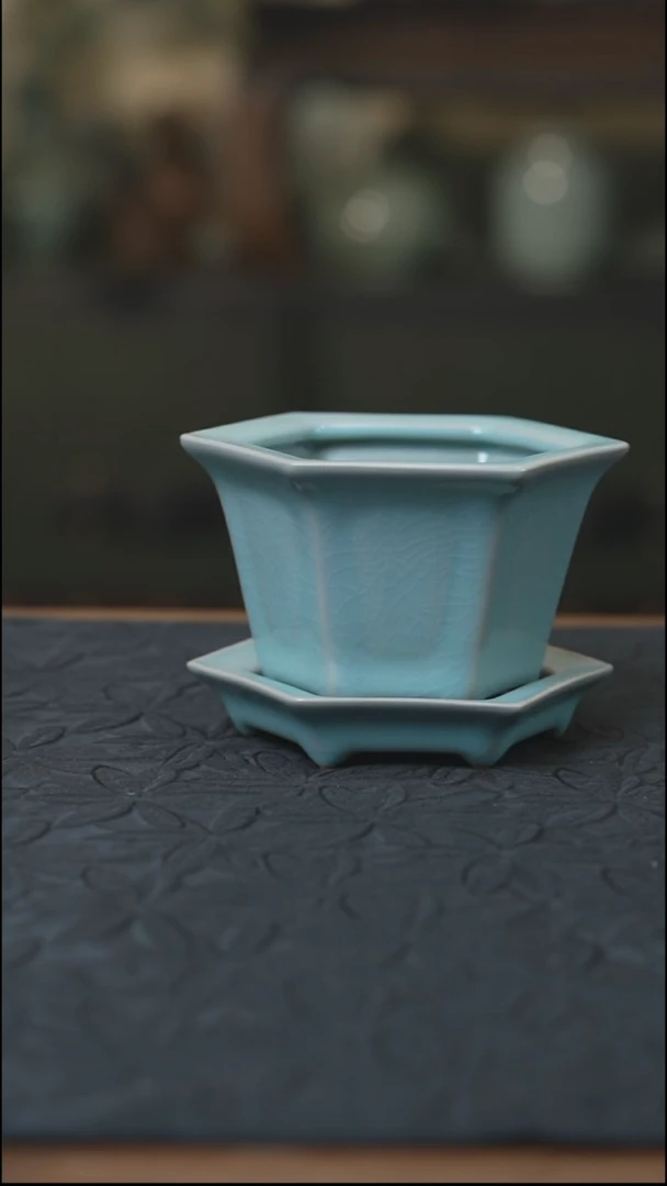汝瓷 （拾汝）（天青）花盆