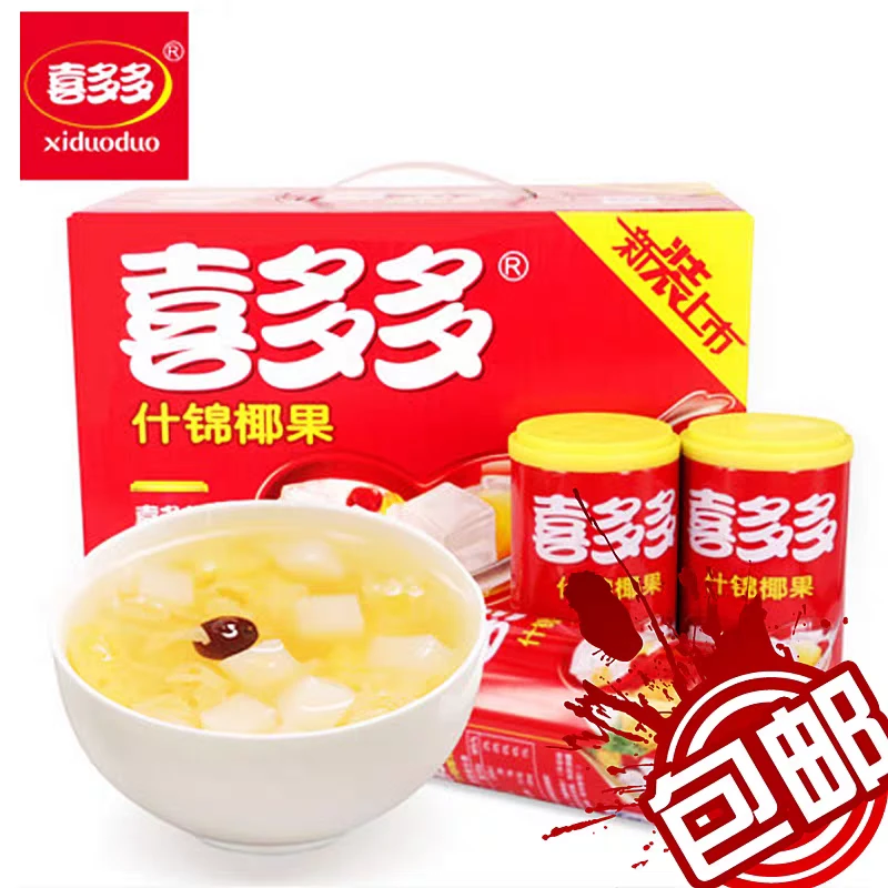 【4罐/12罐】临期喜多多椰果王什锦椰果水果罐头饮料喜宴甜汤370g