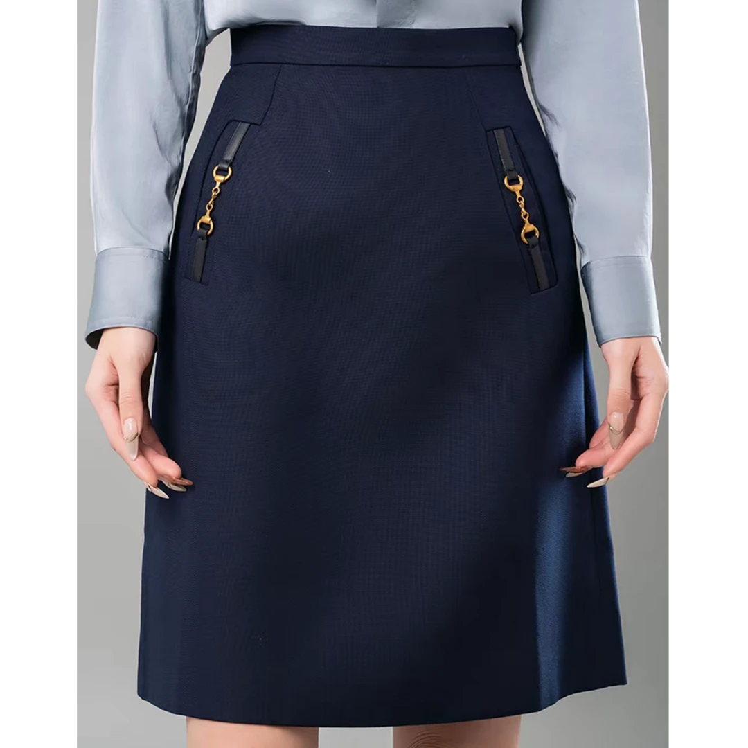 AMASS/阿玛施高腰时尚百搭洋气造型款经典气质半身裙5200327四季