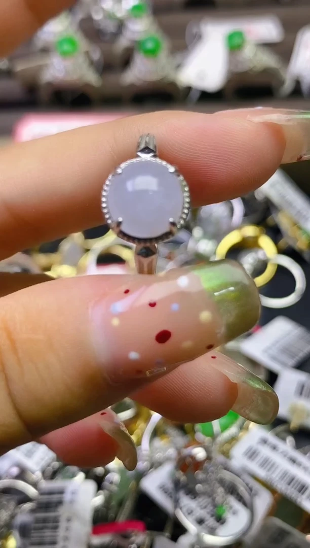 翡翠戒指银S925镶嵌百内无证书