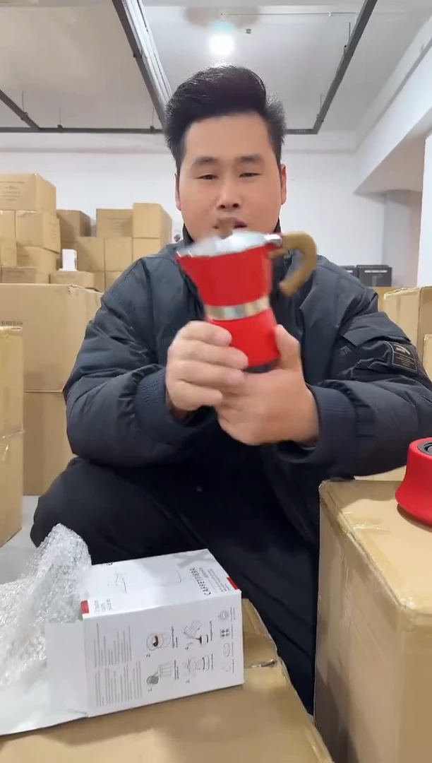 红色意式3杯份摩卡咖啡壶