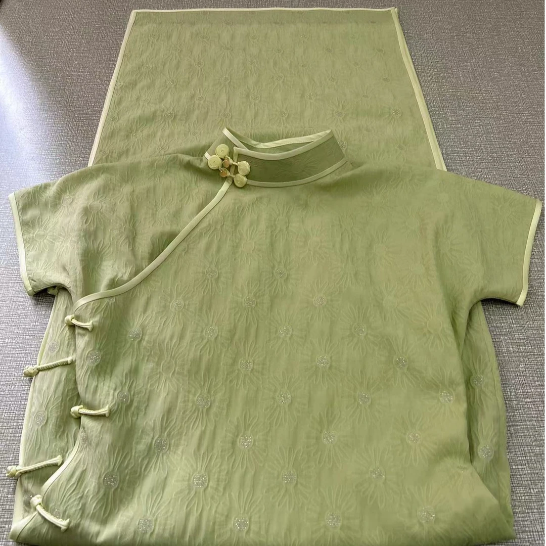 明秀丨手工全开襟旗袍新款夏季复古民国风日常可穿年轻高级感气质