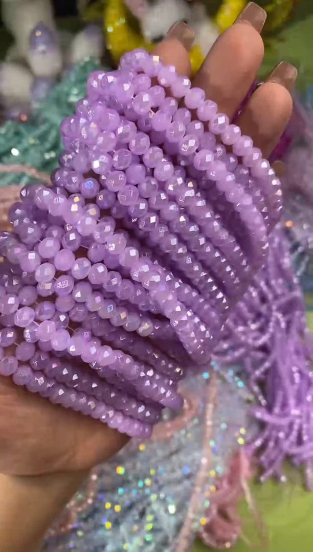 玻璃1901卡6水晶扁1条AB彩紫玉