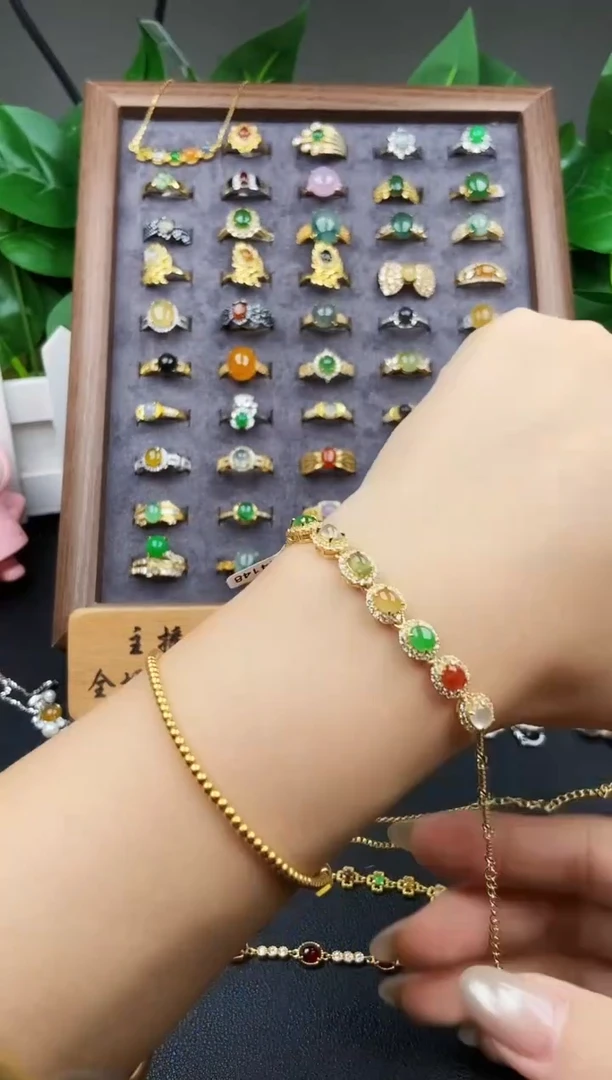 银S925镶嵌手链翡翠12