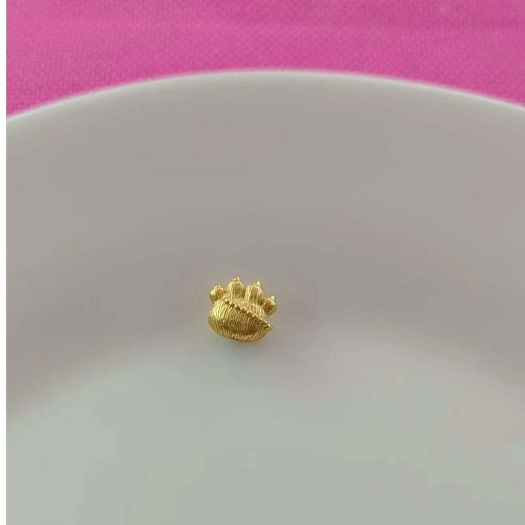 925银银制品 精工古法银镀金金钱猫猫爪DIY隔珠