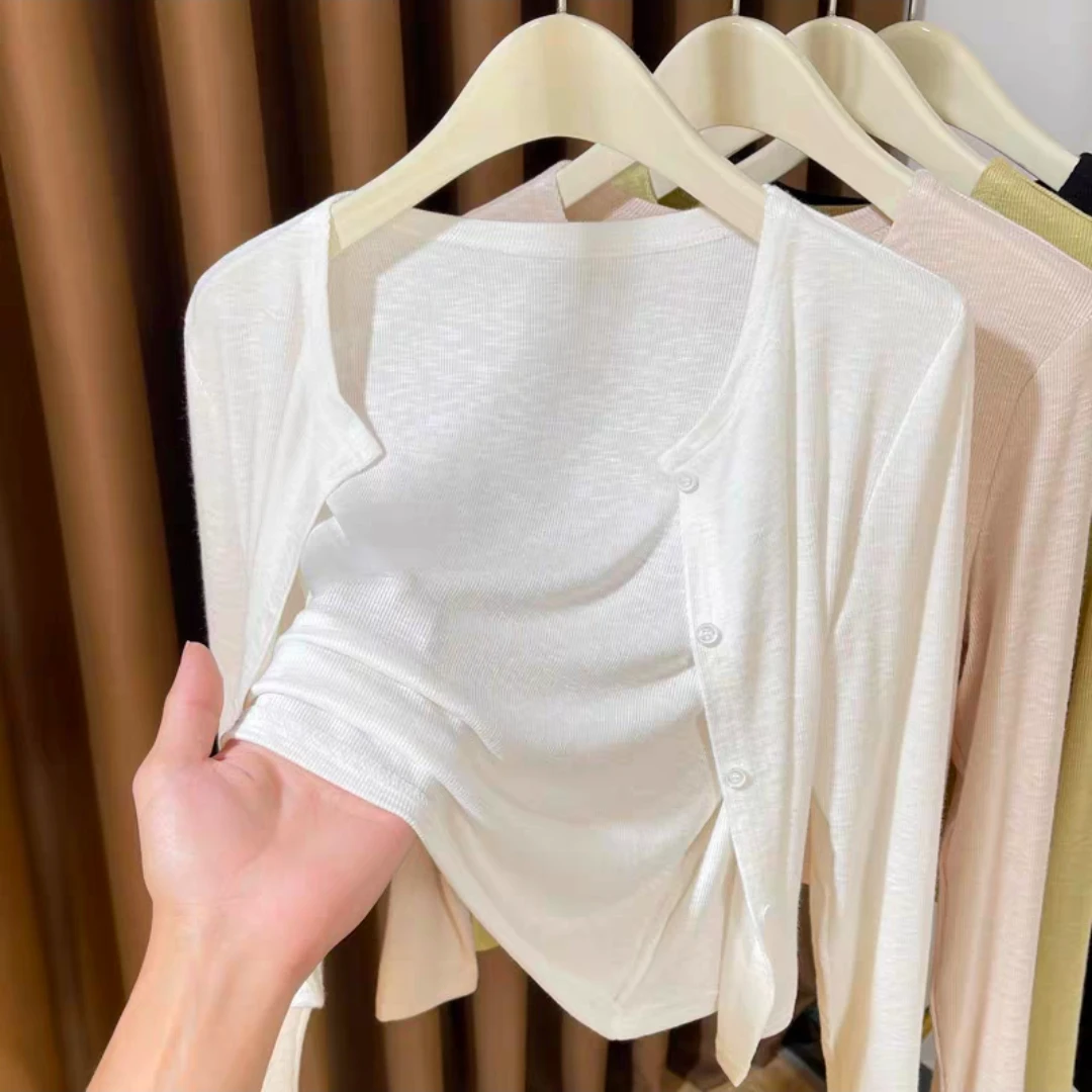 福利-选择编码拍-白色软糯针织小开衫女薄款外搭披肩夏季百搭