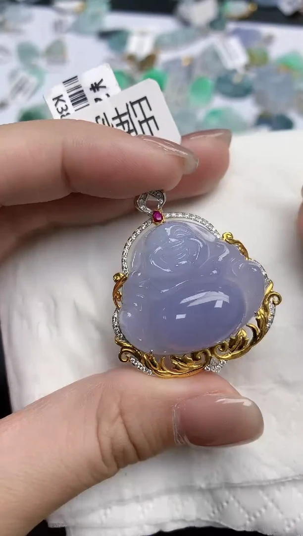 【闪购商品】翡翠颈饰18K金镶嵌天然缅甸翡翠A货