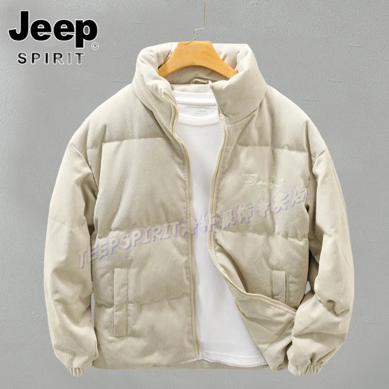 Jeep吉普男士秋冬简约羽绒服保暖外套休闲百搭宽松面包服文艺上衣