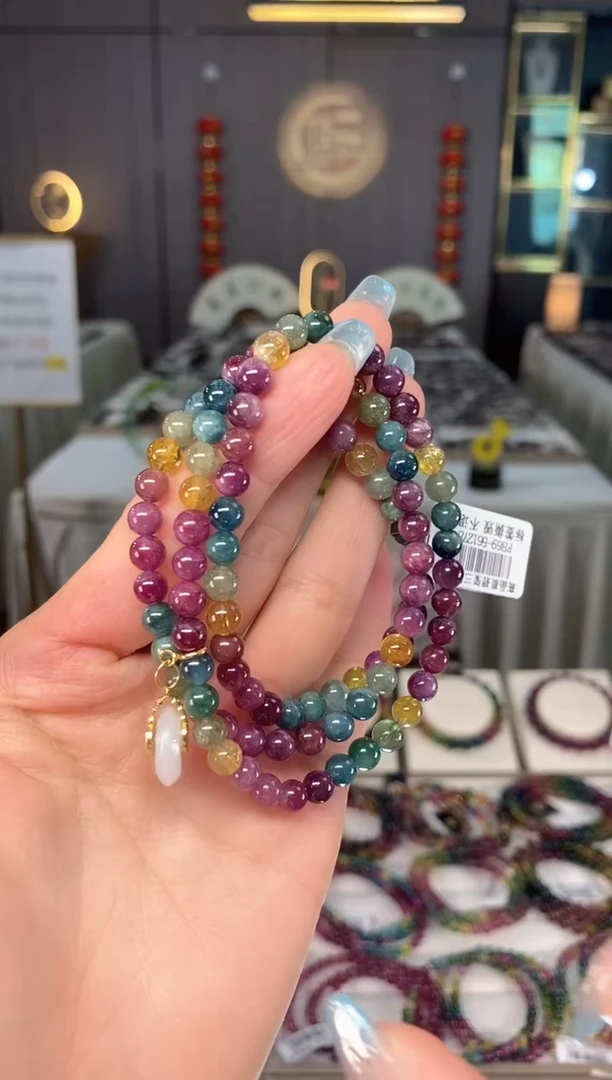 未镶嵌老矿碧玺三圈手串5mm+碧玺多样性发一条mz