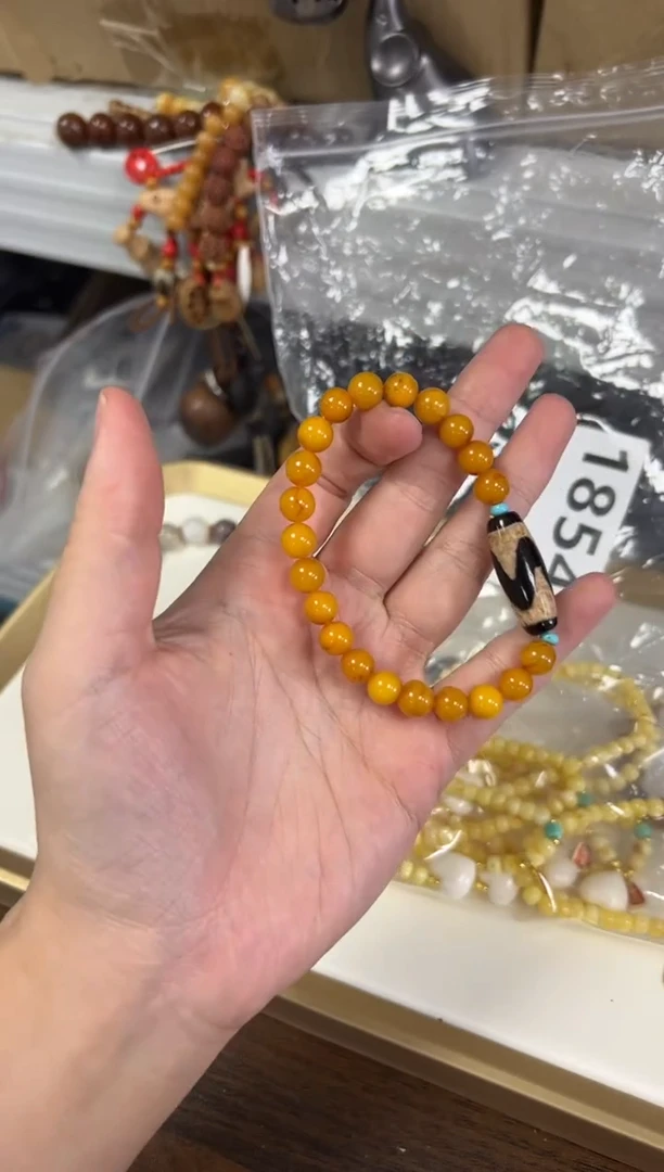 手链蜜蜡未镶嵌天然回流老蜜蜡虎牙珠手串[0858]