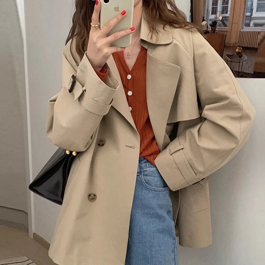 短款风衣外套女小个子2025新款春秋季今年流行英伦风卡其色薄春装