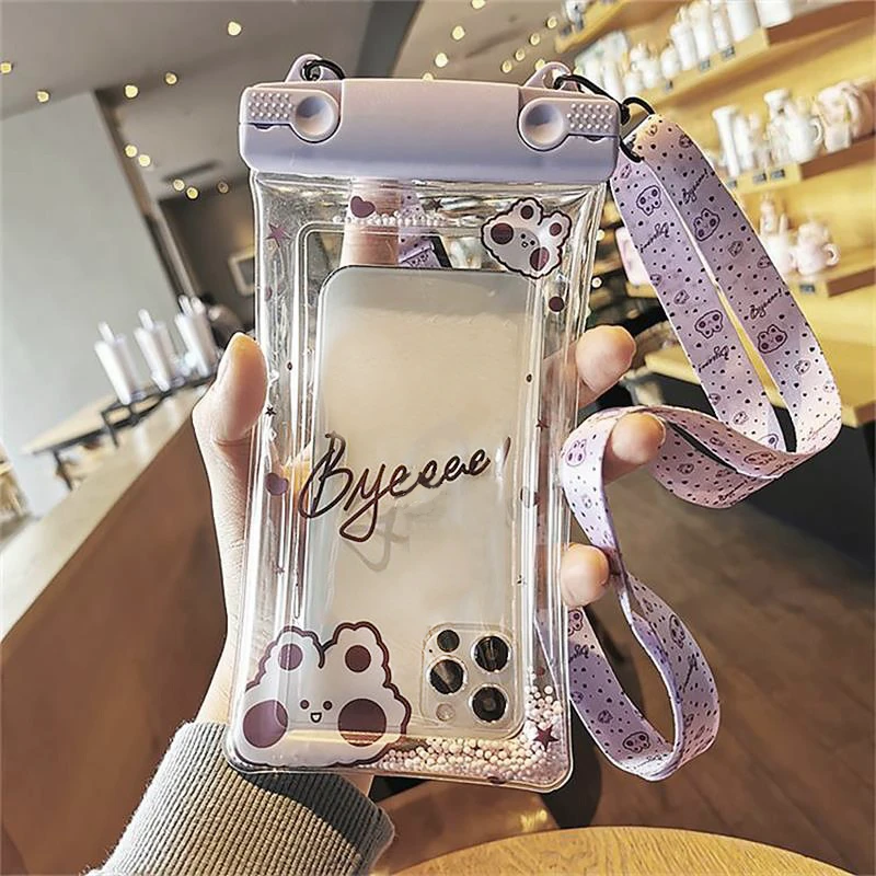 手机防水袋可触屏斜挎游泳潜水套手机通用漂流卡通密封便携防水袋