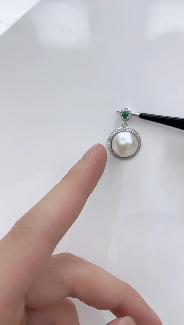 【闪购商品】拼合珍珠（马贝珠）吊坠银S925镶嵌海水马贝吊坠