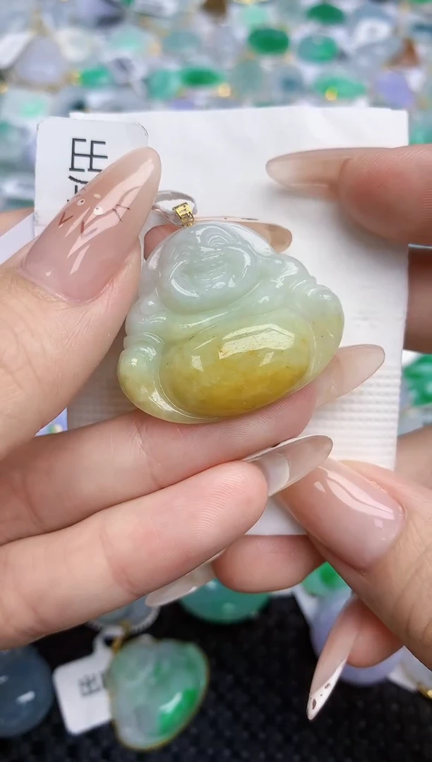 翡翠18K金镶嵌颈饰117   天然翡翠A货