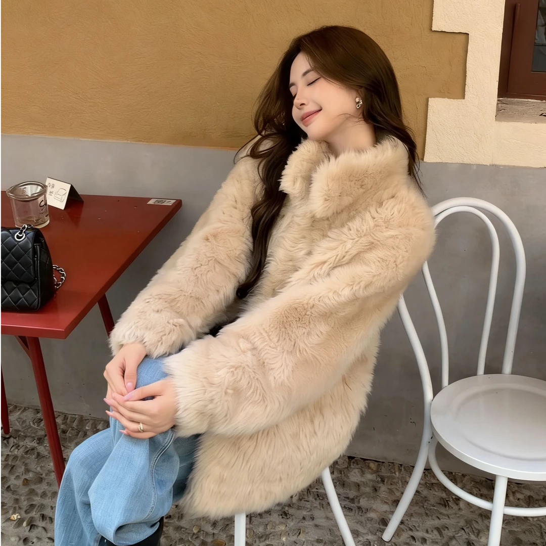 【宁小姐】立领“韩女托卡”新款卷毛进口托斯卡纳皮毛一体中长款皮草