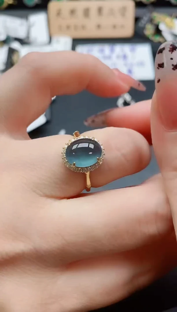 银S925镶嵌戒指翡翠1